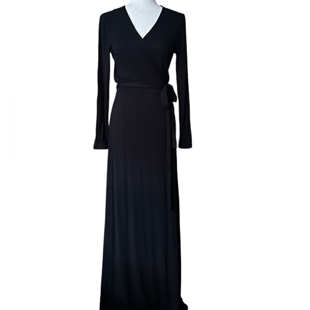 Yumi Kim Black Long Sleeve Maxi Wrap Dress | M